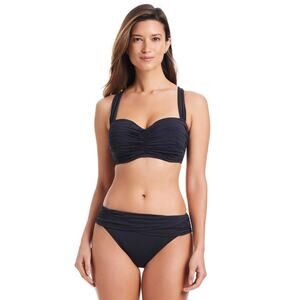 Bleu Rod Beattie Kore Underwire Cross Back Bikini Top Black Size 36D NWT